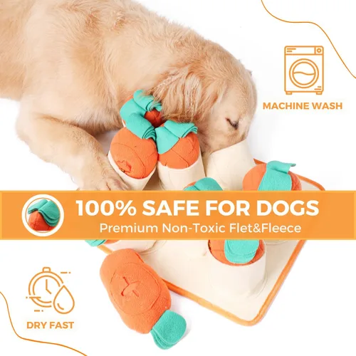 Miniatura 4 de Fossa Boredom Buster para perros medianos y grandes, alfombra interactiva de rompecabezas de golosinas, tapete de alimentación lenta con zanahorias