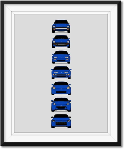 Miniatura 23 de Custom Car Posters Póster hecho a mano compatible con Nissan Z Car Generations (perfil lateral), decoración artística de Datsun Fairlady Z