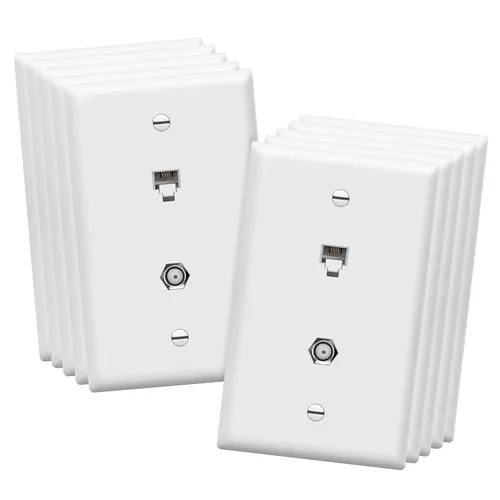 Miniatura 10 de Conector de tipo F para teléfono y CATV, más conectores hembra RJ11 con placas para pared, Blanco, 1