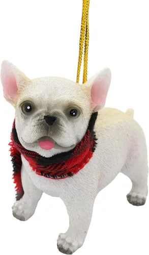 Needzo Adorno navideño de bulldog, decoración festiva para colgar para mascotas, regalos para amantes de los perros, 2.5 x 1.3 x 2.5 pulgadas