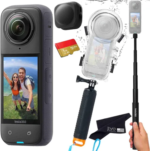 Insta360 Paquete de buceo X4: cámara de acción impermeable 360 con sensores de 1/2 pulgada de 48 MP, video HDR 8K 360, foto 360 de 72 MP | El