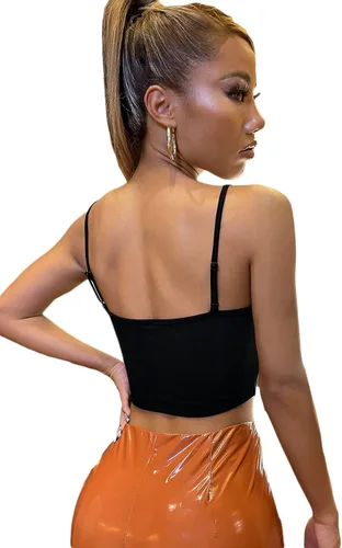 Miniatura 2 de SheIn Camiseta corta sexy con cadena de mariposa para mujer