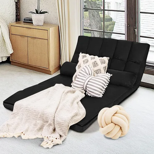 Miniatura 2 de S AFSTAR Sofá de suelo convertible, sofá de 6 posiciones con 2 almohadas extraíbles y cojín de esponja grueso, carga de 330 libras, sofá cama Negro
