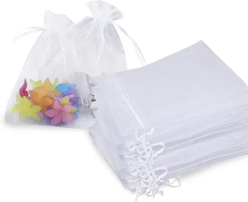 Miniatura 9 de Stratalife Bolsas de organza de malla transparente de 5 x 7 pulgadas con cordón para recuerdos de fiesta de boda, almacenamiento de joyas, 100