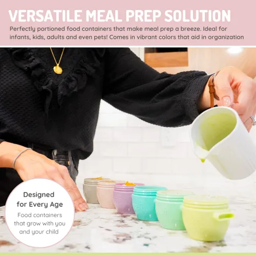 Miniatura 5 de melii Snap & Go Contenedores de almacenamiento de alimentos para bebés, paquete de 4 unidades, recipientes apilables de 4 onzas con tapas Original