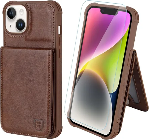 Miniatura 9 de VANAVAGY Funda tipo cartera compatible con iPhone 14 Pro para mujeres y hombres, de piel sintética, cierre magnético, con bloqueo RFID, tarjetero