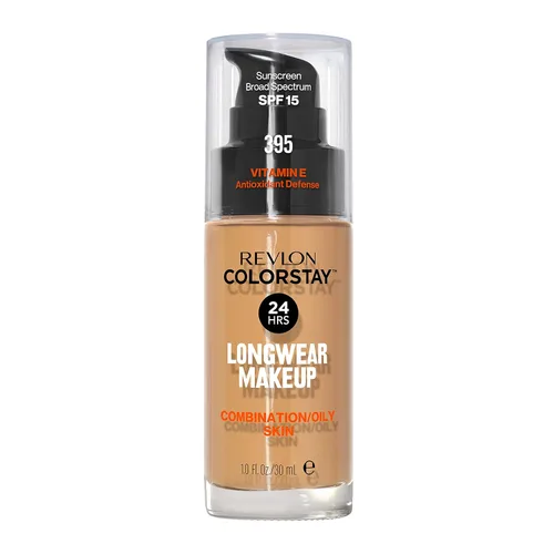 Miniatura 41 de Base líquida de Revlon ColorStay Maquillaje facial para piel mixta y grasa, SPF 15, cobertura media-completa con acabado mate, beige solar (392), 1