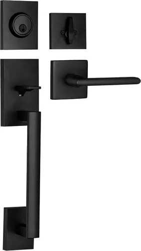 Berlin Modisch Juego de manijas para puerta delantera, juego de manija y cerradura con llave, cerradura de cilindro único cuadrado y delgado y Acero