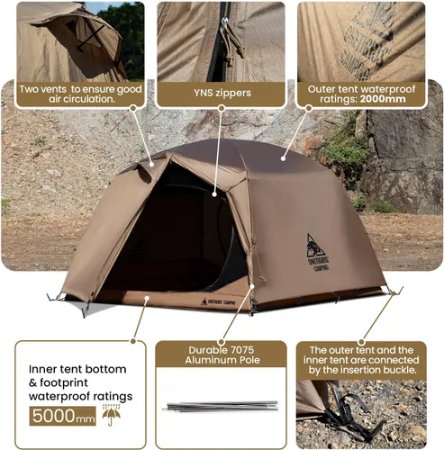 Miniatura 6 de OneTigris JOVIAN - Tienda de campaña para 4 personas, 3 estaciones, familiar, fácil de armar, para senderismo al aire libre con toldo exterior