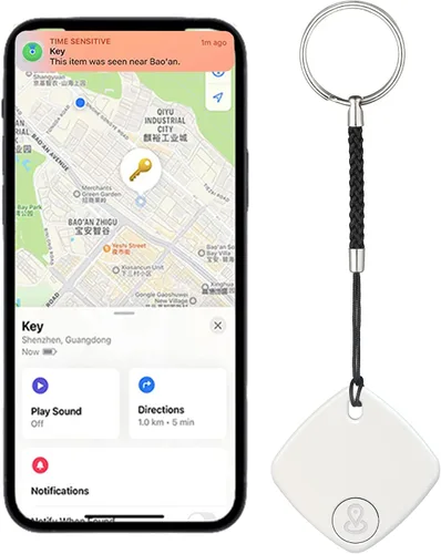 Buscador de llaves, localizador de rastreador Bluetooth, funciona con Apple Find My (solo iOS), buscador de artículos de etiquetas inteligente con