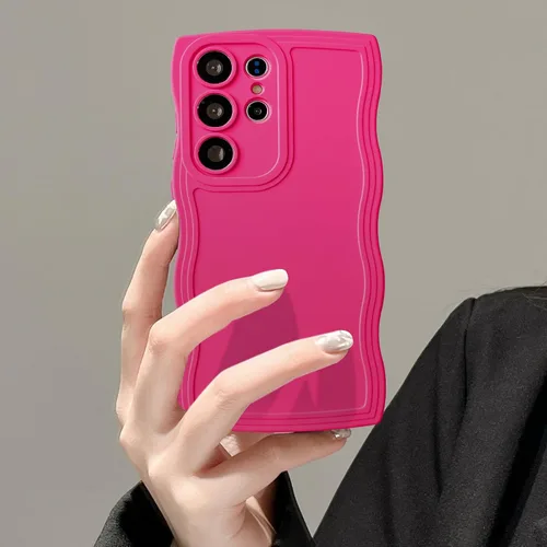Miniatura 31 de UEEBAI Funda de silicona con marco de ola para Samsung Galaxy S22 5G, funda de teléfono con marco de ola linda, ajuste delgado, amortiguador de Negro