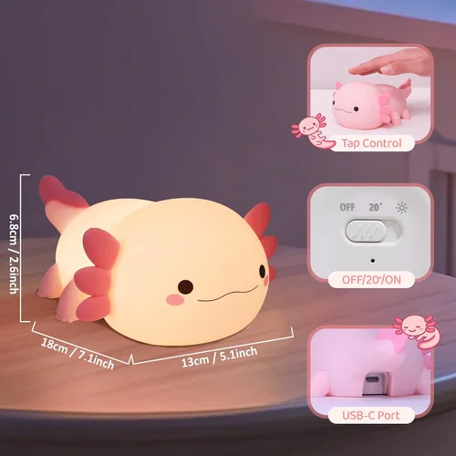 Miniatura 7 de YuanDian Luz Nocturna de Ajolote, Regalo para Adultos, Adolescentes y Bebés. Decora el Dormitorio de los Niños con Lindas Luces Nocturnas de Ajolote