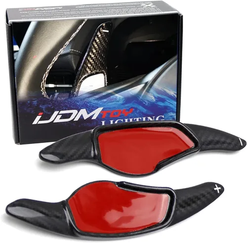 iJDMTOY Extensiones grandes de paleta de fibra de carbono genuina negra de alto brillo compatibles con Toyota 2020 en adelante A90 Supra GR Negro