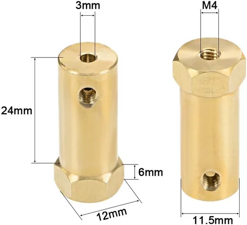 Miniatura 2 de uxcell Acoplador hexagonal de 0.118 in de diámetro del motor hexagonal de latón conector de acoplamiento para ruedas de coche, neumáticos, motor