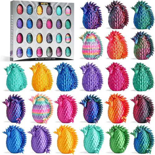 Miniatura 8 de Paquete de 12 huevos de dragón impresos en 3D, rellenos de cesta de Pascua para niños y adolescentes, juguetes únicos de Pascua y regalos para 12