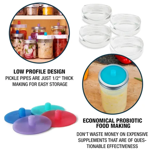 Miniatura 4 de GEMMA Correll Pickle tubo – de una sola pieza fermentación sin agua Airlock tapas de silicona para Mason Jar fermentación – Boca ancha – 3 Pack