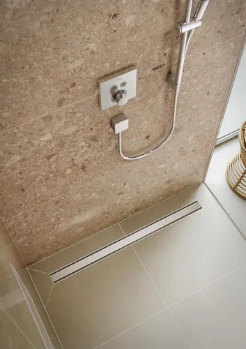 Miniatura 10 de hansgrohe RainDrain Match - Drenaje de ducha lineal para 31 1/2 pulgadas, áspero con marco de altura ajustable en acero inoxidable cepillado
