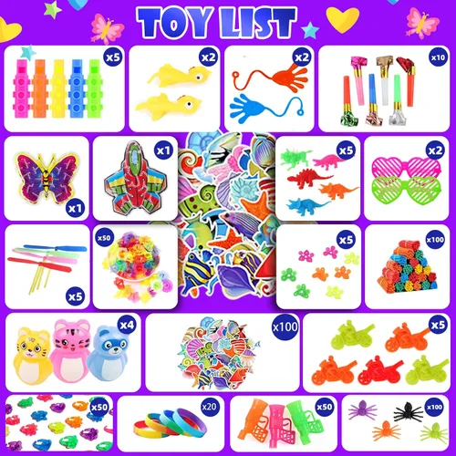 Miniatura 3 de 1000 piezas de paquete de juguetes para juguetear, recuerdos de fiesta a granel para niños, rellenos de calcetines, cofre de caja del tesoro, fiesta