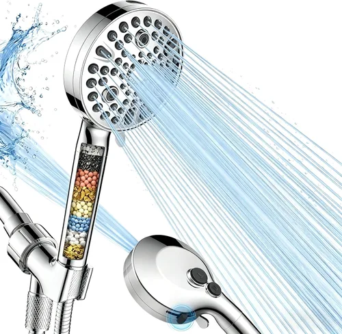 FEELSO Cabezal de ducha filtrado con 11 cabezales de ducha de alta presión con 11 modos de pulverización con filtros para agua dura, elimina el