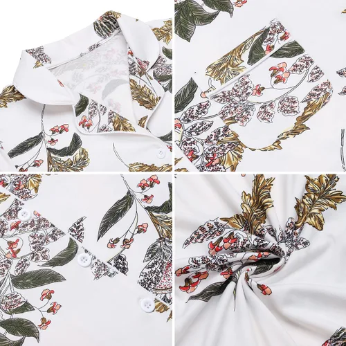Miniatura 145 de Samring Camisón de pijama para mujer, manga corta/larga, con botones, camisón para dormir, camisón para novio, talla XXL