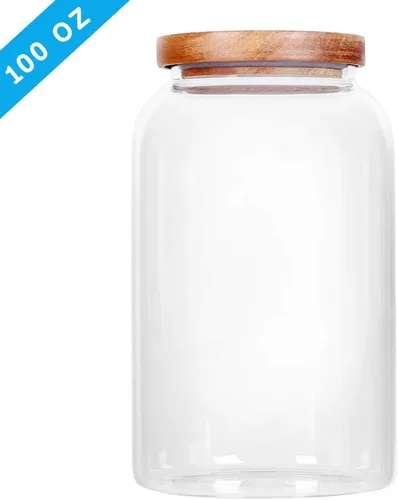 Miniatura 2 de SAIOOL Frascos de almacenamiento de alimentos de vidrio de diseño moderno transparente, contenedores de almacenamiento de alimentos de vidrio, 100