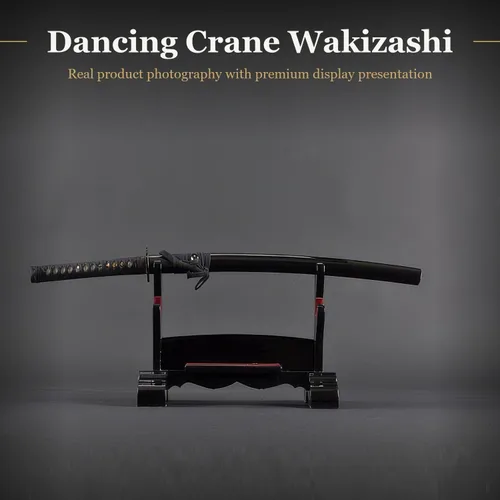 Miniatura 2 de Grúa de baile Wakizashi, espada de espiga completa forjada a mano de acero al carbono 1060 grúa bailarina de hierro tsuba 1060 wakizashi