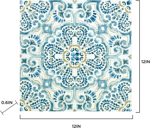 Miniatura 8 de FloorPops FP2477 Fontaine - Azulejos de suelo Peel & Stick, color azul