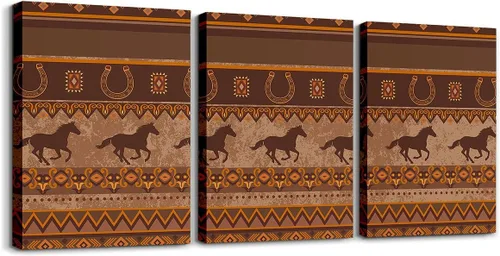 Miniatura 23 de Erosebridal Bohemian Wall Decor 12"x16" 3 Piece Country Southwestern Canvas Wall Art Boho Aztec Arrows Diamond Poster Print Black Gray Geometric