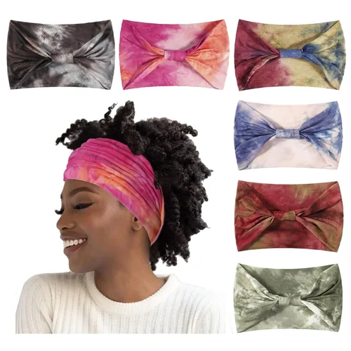 Miniatura 14 de Artilady Paquete de 12 diademas bohemias para mujer, bandas elásticas suaves para yoga para niñas, entrenamiento, correr, deporte, envoltura