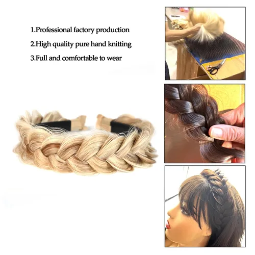 Miniatura 5 de Banda ancha trenzada para el cabello, accesorios para el cabello, banda elástica antideslizante para mujeres y niñas (A1002)