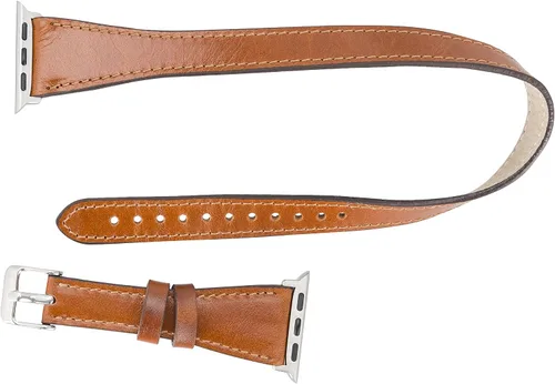 Miniatura 6 de VENOULT Double Tour - Correa de piel auténtica para Apple Watch para mujer, correa de cuero genuino de grano completo para iWatch de 1.929 in, 1.772