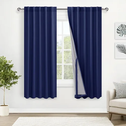 Miniatura 52 de XWZO Cortinas blancas 100% opacas con alzapaños, 2 capas gruesas completamente sombreadas con bolsillo para barra y pestaña trasera, cortinas