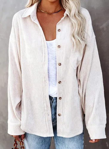 Miniatura 6 de Astylish - Camisas de pana para mujer, blusa informal de manga larga con botones