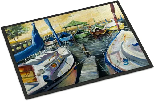 Miniatura 110 de Caroline's Treasures JMK1017JMAT - Tapete de caza de rana garza azul, 24 x 36 pulgadas, tapete para puerta delantera, interior y exterior