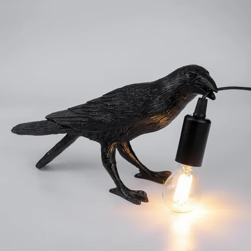 Miniatura 9 de HGomx Raven - Lámpara de escritorio LED de resina para dormitorio, oficina, sala de estar, casa de campo, Art Deco con enchufe