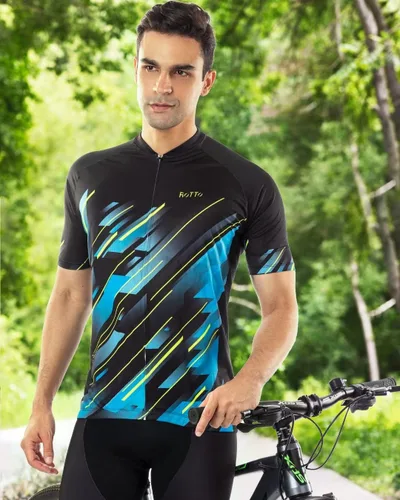 Miniatura 3 de ROTTO Camiseta de ciclismo para hombre, manga corta, para ciclismo
