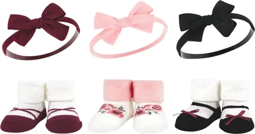 Miniatura 60 de Hudson Baby Conjunto de regalo de diadema y calcetines para niña Flor azul marino rosa