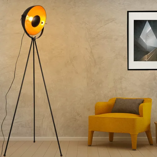 Miniatura 2 de COSYLUX Lámpara de pie con trípode industrial para sala de estar, moderna lámpara de pie alta satélite para dormitorios, oro negro (sin bombillas)