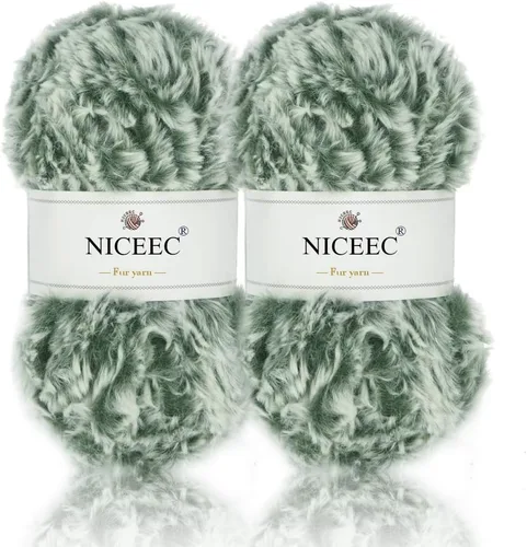 Miniatura 47 de NICEEC Hilo de Pelo Sintético Super Suave, Grueso y Esponjoso, Hilo de Pestañas para Crochet y Tejido (Longitud Total 192m/9.1kg) - Otoño/300g