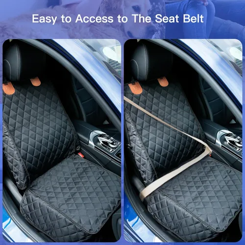 Miniatura 6 de PETICON Paquete de 2 fundas de asiento delantero, funda de asiento de automóvil para perro de protección completa con solapas laterales, Negro