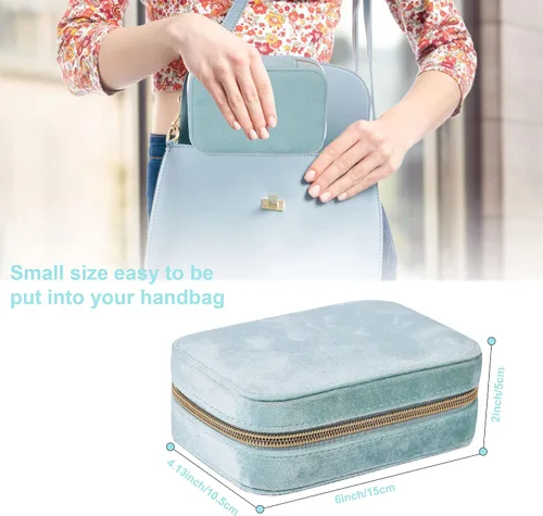 Miniatura 2 de Dajasan Cajas de Joyería de Terciopelo, Mini Estuche de Joyería de Viaje, Pequeño Organizador de Joyería de Viaje Portátil para Aretes, Pulseras