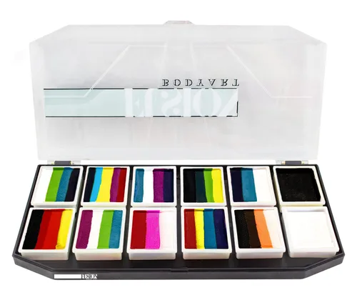 FUSION BODY ART Paleta de pintura facial de calidad profesional, explosión de arco iris, kit de pintura facial de maquillaje seguro y no tóxico para
