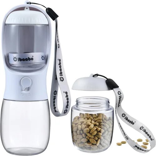 Miniatura 15 de Cibaabo Botella de agua para perros con contenedor de alimentos, cuenco de agua para cachorros de viaje, dispensador portátil para mascotas