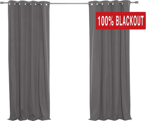Miniatura 2 de Best Home Fashion ZeroLight - Cortinas opacas térmicas con ojales texturizados, 100 % de lino, color gris oscuro, 52 pulgadas de ancho x 63 pulgadas