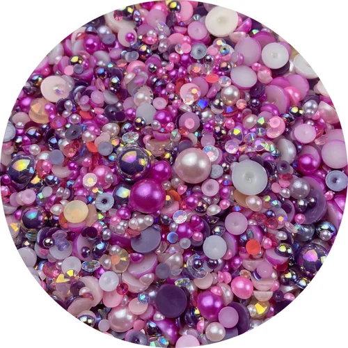 Miniatura 26 de Mezcla de perlas planas y diamantes de imitación, 2.16 oz de diamantes de imitación de resina semiredondas para manualidades, 0.116 in - 0.394 in