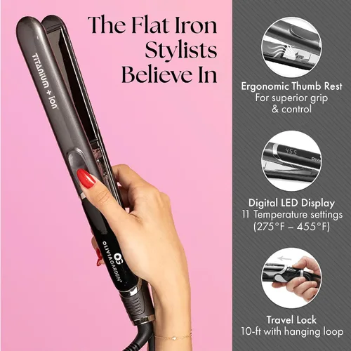 Miniatura 3 de Olivia Garden Titanium + Ion Professional Flat Iron - Hair Straightener for All Hair Types - Includes Heat-Resistant Mat - 3D Floating Plates
