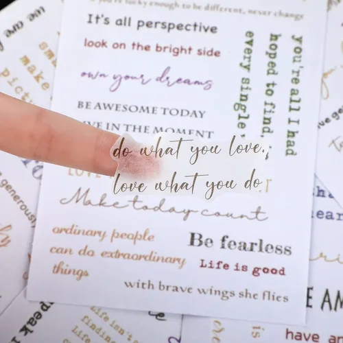 Miniatura 3 de Fainne 48 hojas de calcomanías inspiradoras para planificar, palabras motivacionales, accesorios para diario, letras simples y ordenadas escritas a