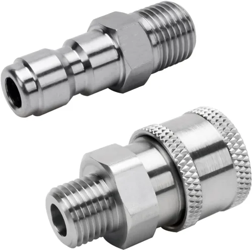 Beduan Adaptador de Lavadora a Presión de Acero Inoxidable 3/8" NPT Macho Conector Rápido Juego de Sociador con Enchufe de QC, 5000 PSI