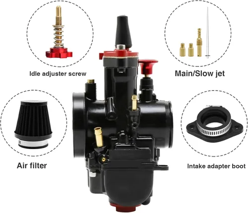 Miniatura 3 de Kit de Carburador PWK 21 24 26 28 30 32 34mm, Carburador de Carreras Universal 2T 4T con Filtro de Aire, Manguito de Admisión, Jets, Kit
