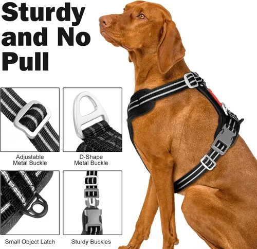 Miniatura 3 de Arnés sin tirones para perro, chaleco reflectante ajustable con broche de metal, malla suave transpirable sin estrangulamiento para cachorro, fácil